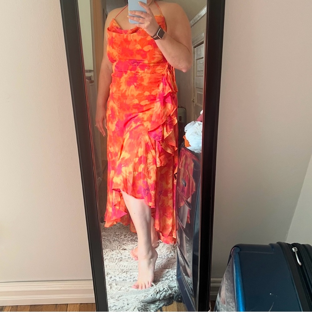 Vibrant Orange and Pink Women's Dress